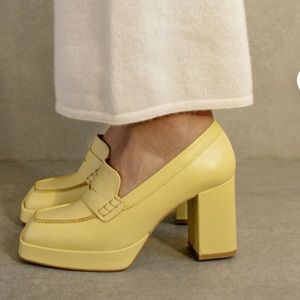 Alohas Busy Colorblock Yellow Leather Loafers size 38 EU